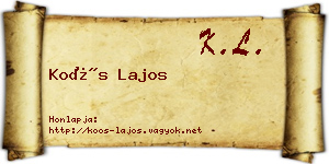 Koós Lajos névjegykártya